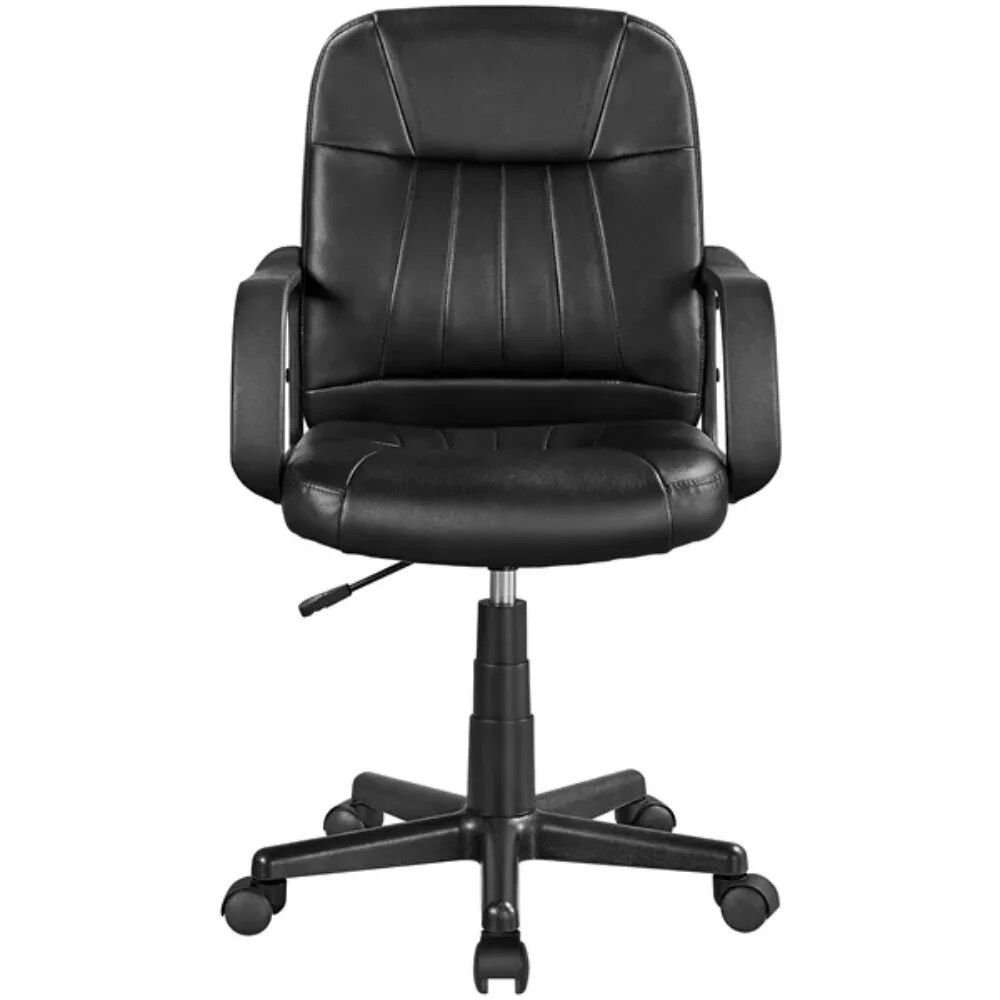 Adjustable Faux Leather Swivel Office Chair - Elevate Your Workspace Comfort Home Office Color : Black 
