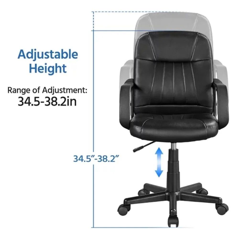 Adjustable Faux Leather Swivel Office Chair - Elevate Your Workspace Comfort Home Office Color : Black 
