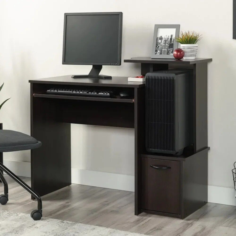Cinnamon Cherry Finish Computer Desk with Storage Home Office Color : Cinnamon Cherry 