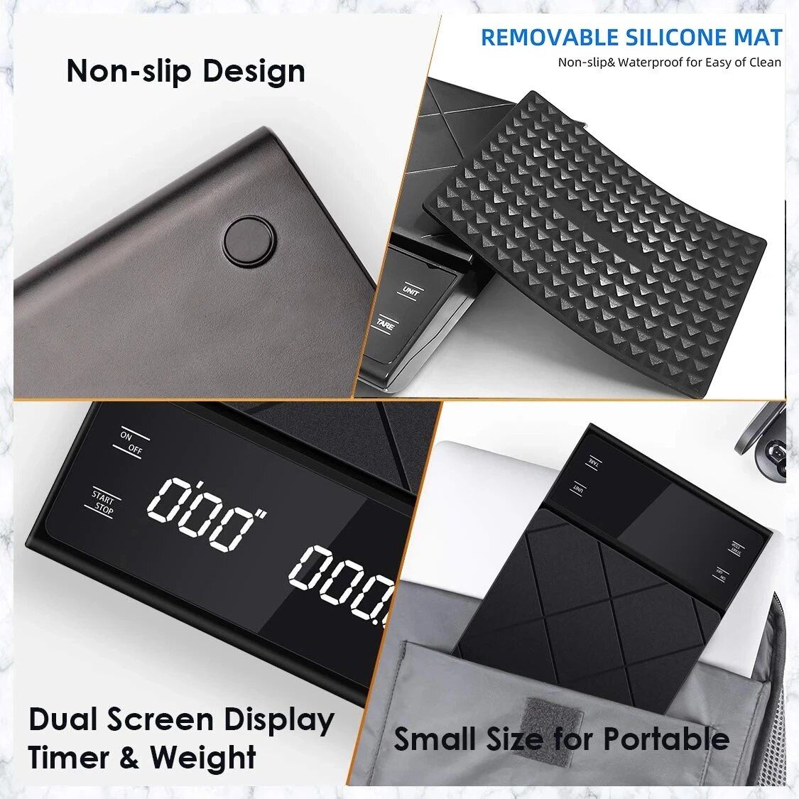 Digital Kitchen & Coffee Scale with Precision Timer Kitchen & Dining Color : Red 3kg 0.1g|Black 3kg 0.1g 