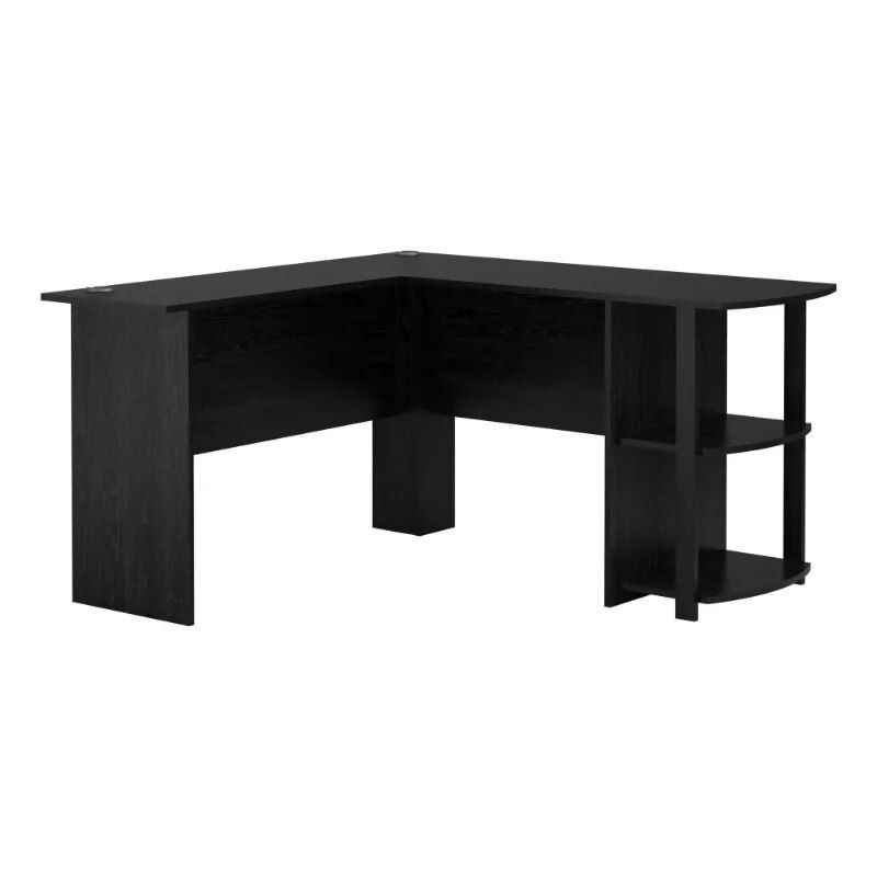 Efficient L-Shaped Black Oak Desk with Bookshelves for Home Office Home Office Color : Black oak|White 