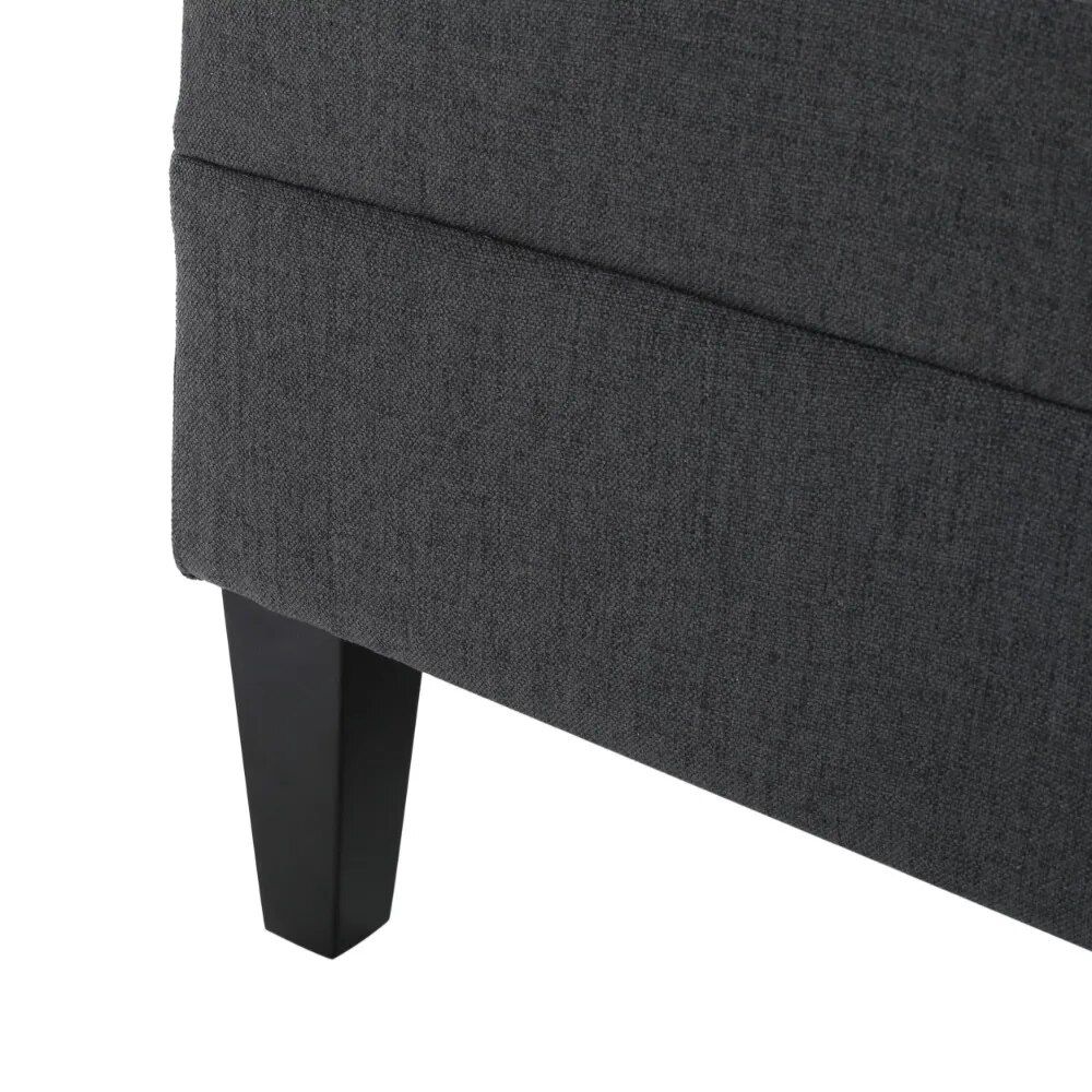 Elegant Dark Grey Fabric Tufted Ottoman Home Decor  