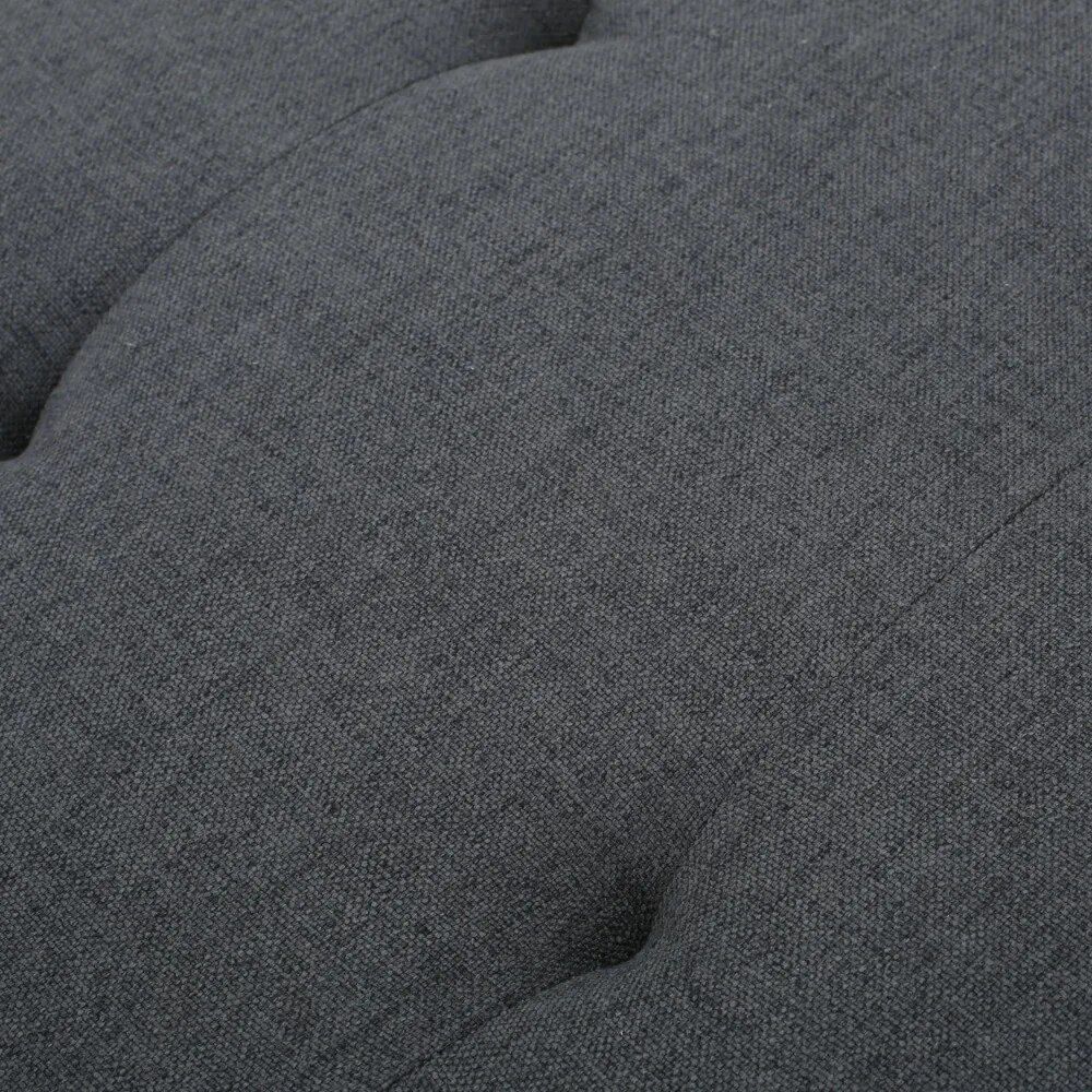 Elegant Dark Grey Fabric Tufted Ottoman Home Decor  