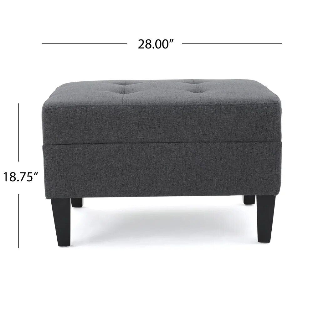 Elegant Dark Grey Fabric Tufted Ottoman Home Decor  
