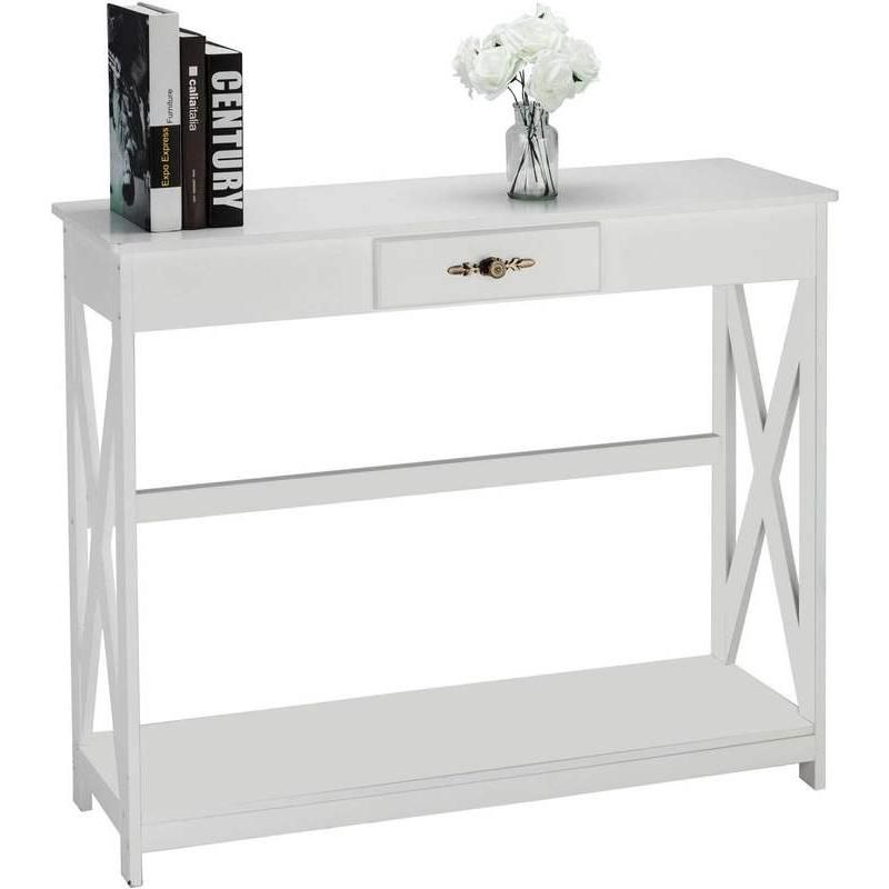 Elegant Farmhouse Console Table with Drawer and Shelf Home Decor  