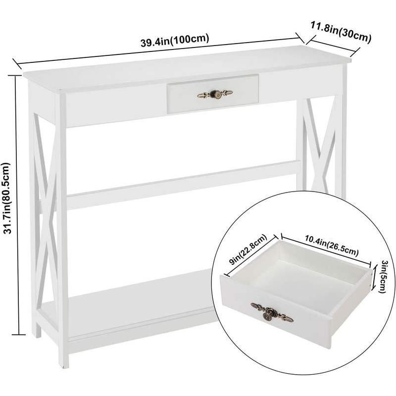 Elegant Farmhouse Console Table with Drawer and Shelf Home Decor  