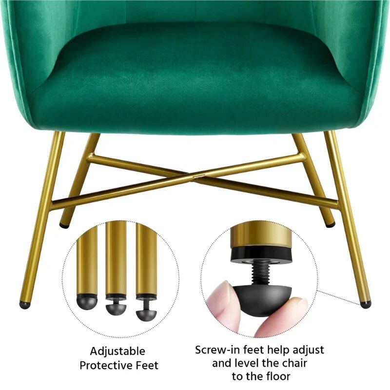 Elegant Green Velvet Club Accent Chair - Modern Metal-Legged Seating Home Decor Color : Dark Blue|Gray|Green 