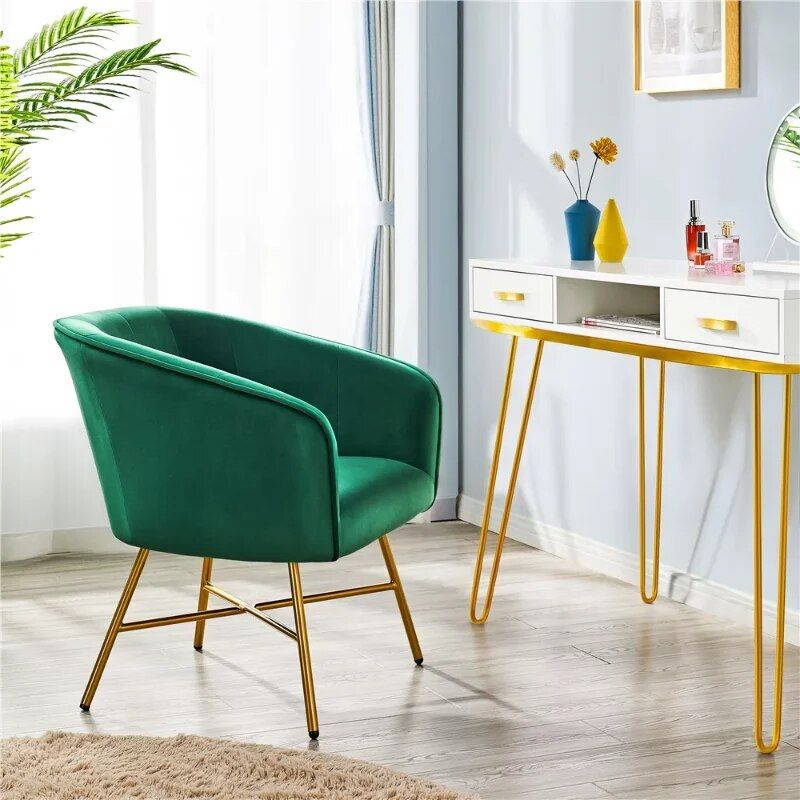 Elegant Green Velvet Club Accent Chair - Modern Metal-Legged Seating Home Decor Color : Dark Blue|Gray|Green 