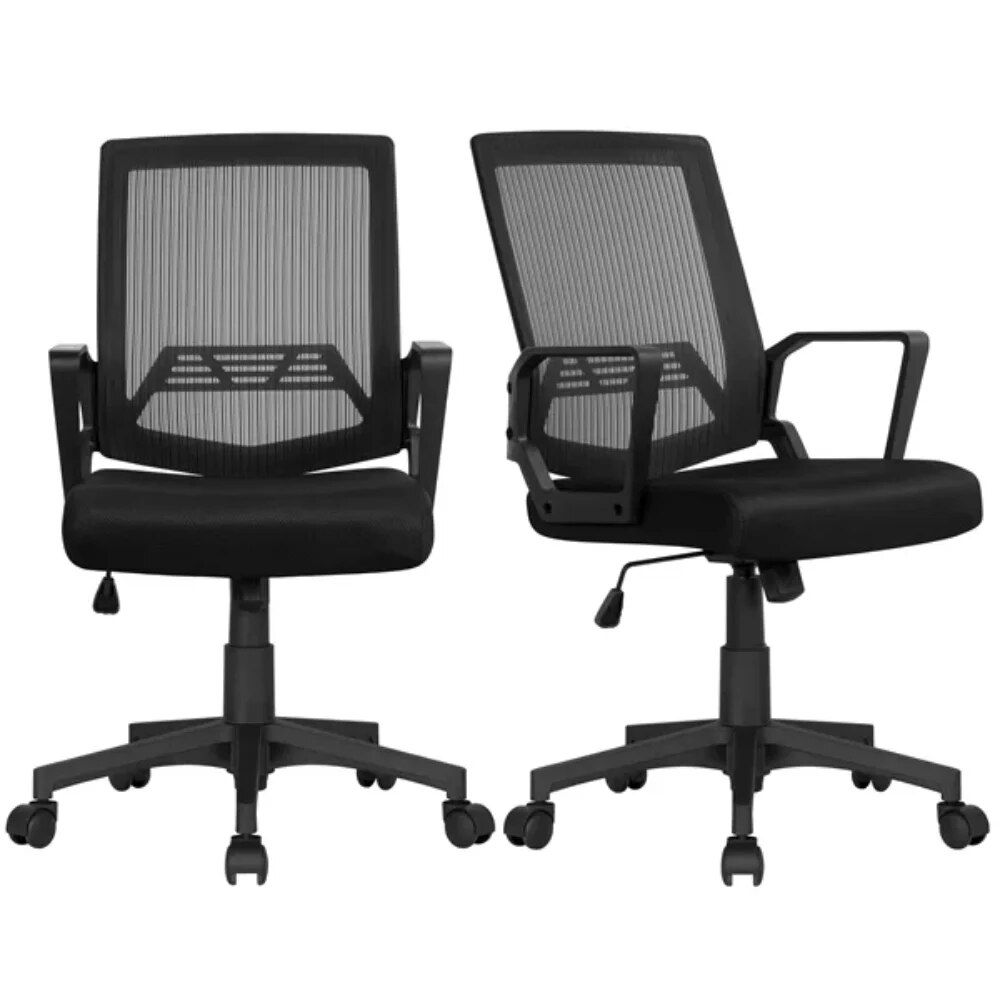 Enhance Your Workspace with Mid-Back Mesh Office Chairs - Set of 2 Home Office Color : Black 