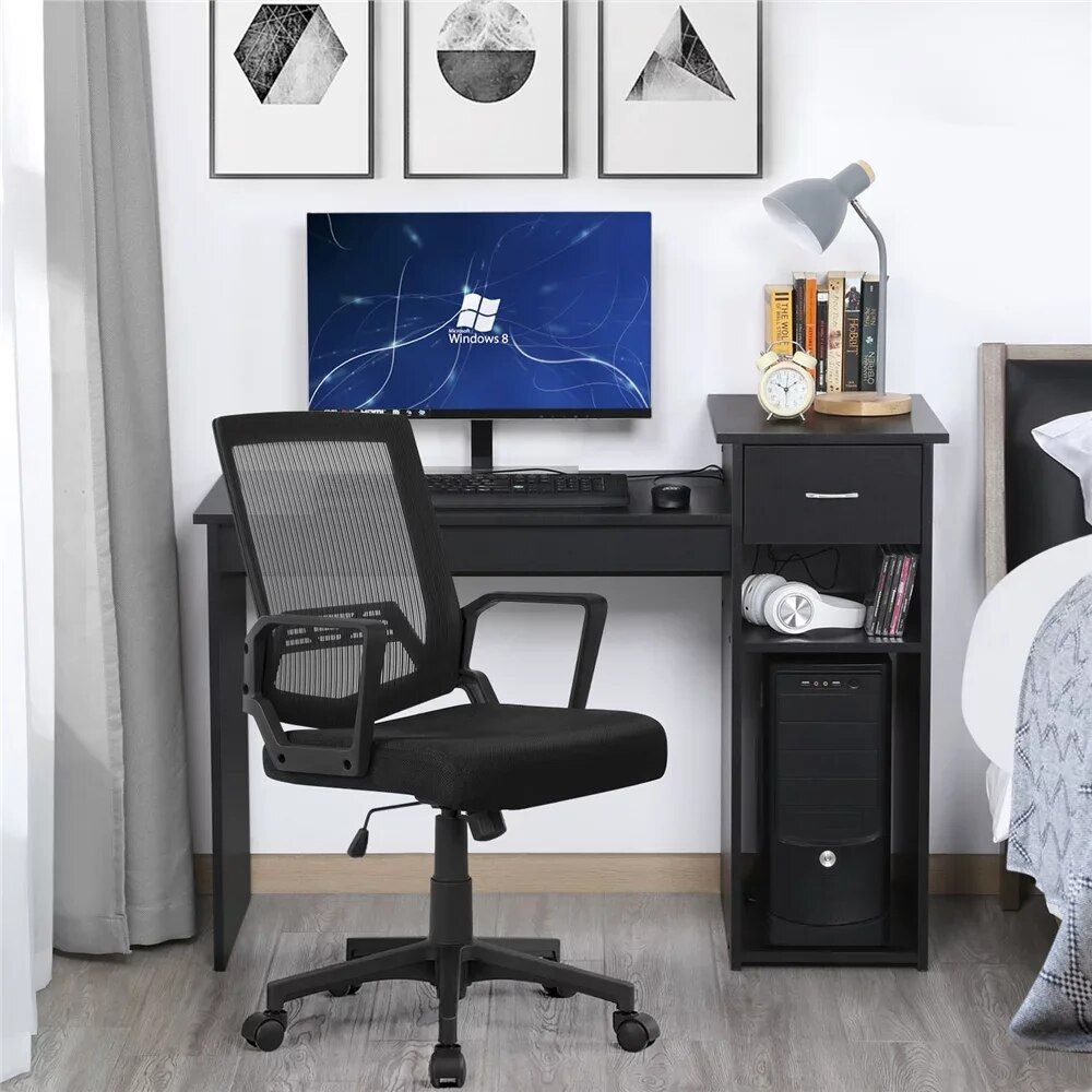 Enhance Your Workspace with Mid-Back Mesh Office Chairs - Set of 2 Home Office Color : Black 