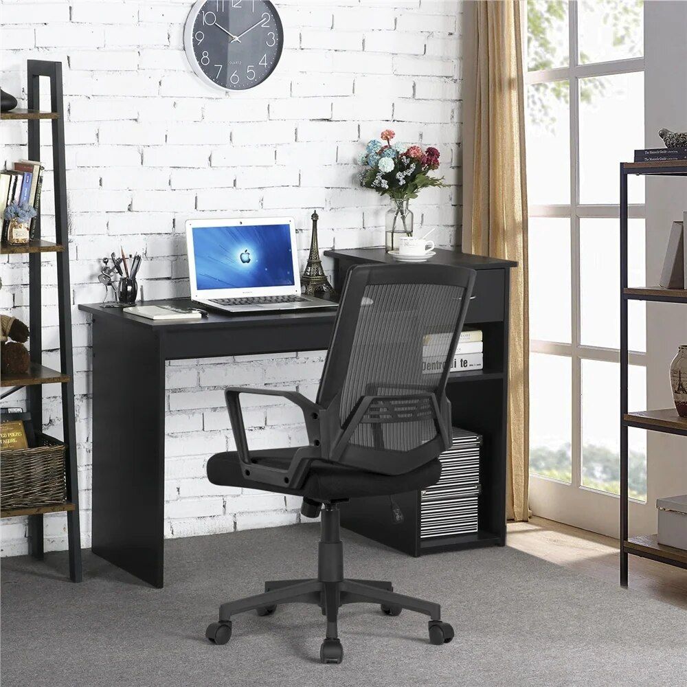 Enhance Your Workspace with Mid-Back Mesh Office Chairs - Set of 2 Home Office Color : Black 