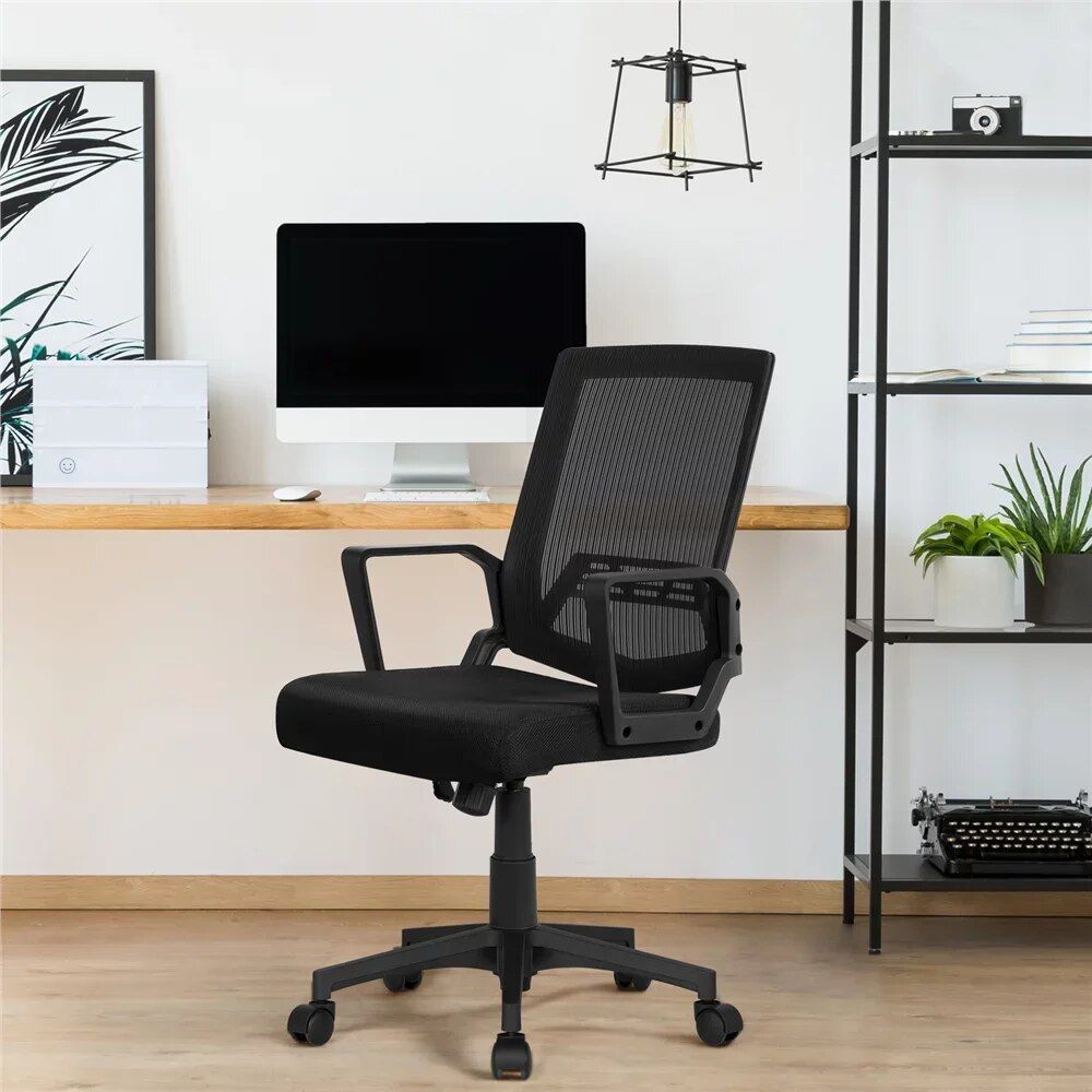 Enhance Your Workspace with Mid-Back Mesh Office Chairs - Set of 2 Home Office Color : Black 