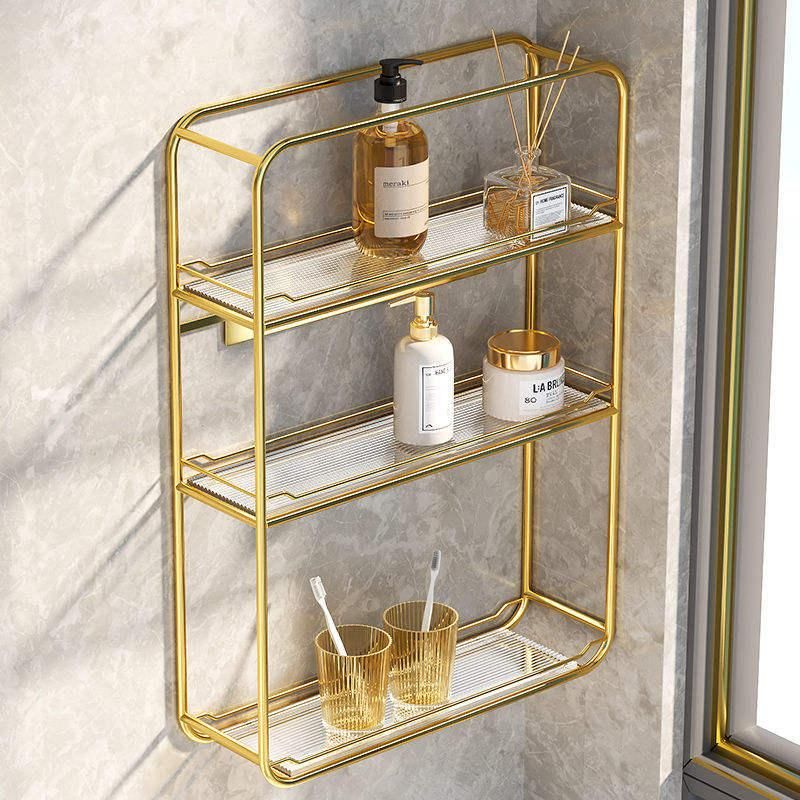 Luxurious Gold Three-Layer Wall Mounted Bathroom Shelf Home Decor Type : 1|2|3 