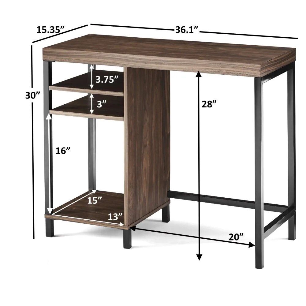 Modern Black Metal Frame Computer Desk with Cube Storage and Open Shelves Home Decor Color : Canyon walnut|Black 