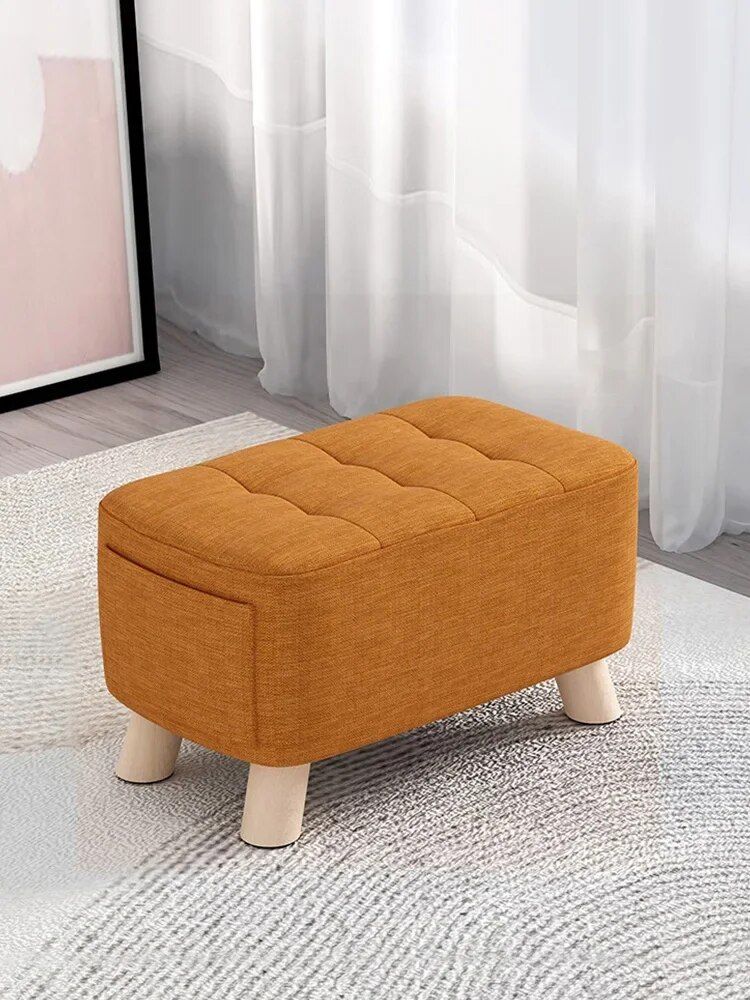 Modern Minimalist Wooden Ottoman & Stool Home Decor Color : 25cm Light Blue|35cm Light Blue|25cm Orange|35cm Orange|25cm Magenta|35cm Magenta|25cm White|35cm White|25cm Blue|35cm Blue|25cm Green|35cm Green|25cm Purple|35cm Purple|25cm Mint|35cm Mint 