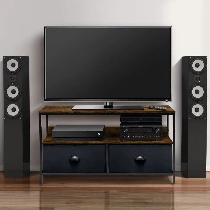 Modern Multi-Functional TV Stand and Media Console Home Decor Color : Brown|Rustic black|White 