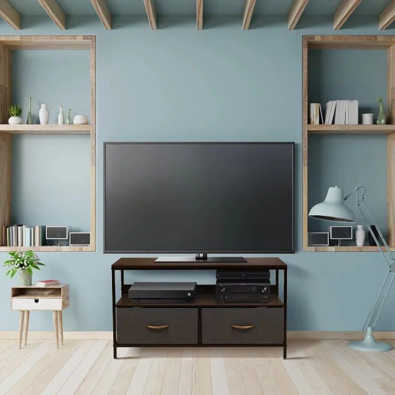 Modern Multi-Functional TV Stand and Media Console Home Decor Color : Brown|Rustic black|White 