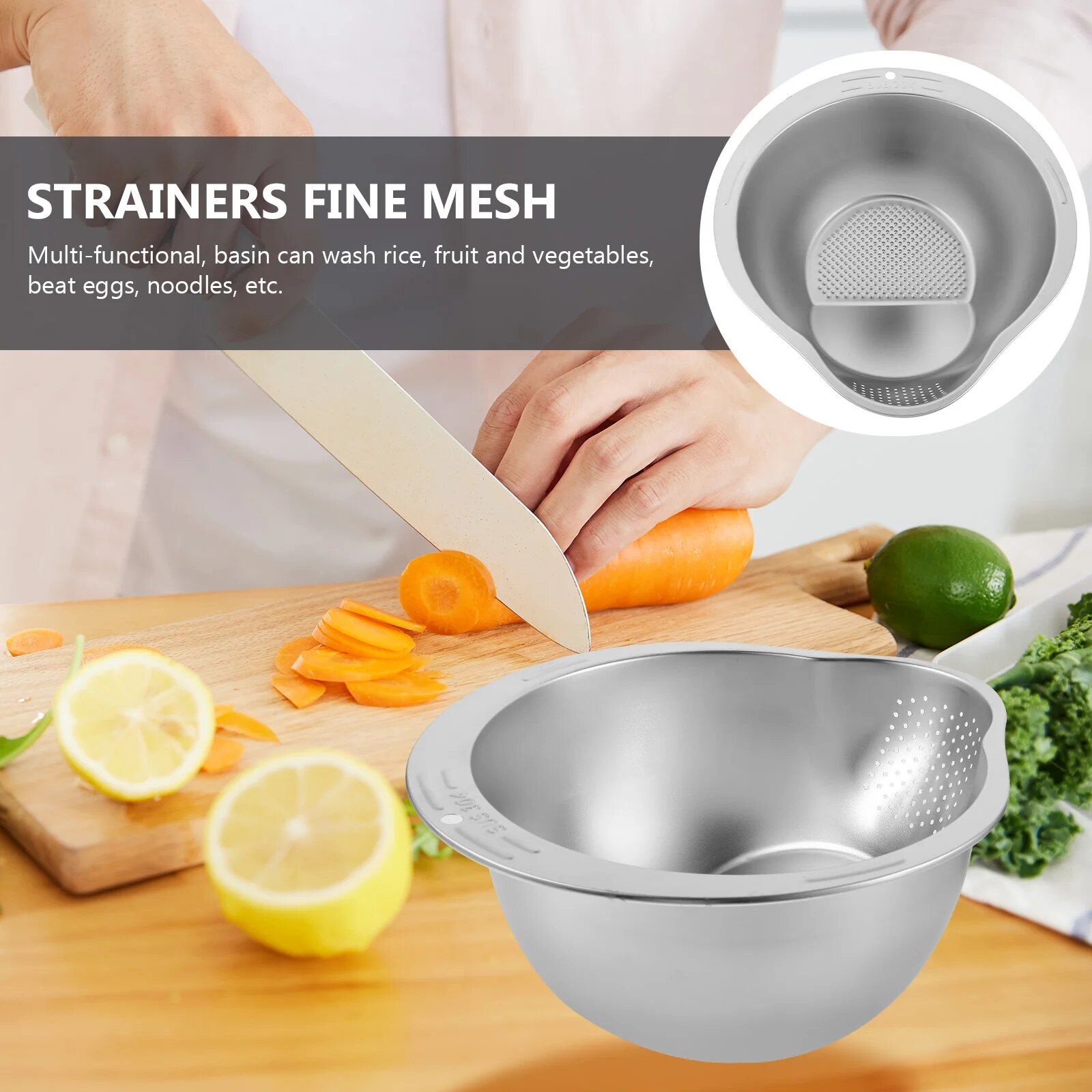 Multi-Use Stainless Steel Kitchen Strainer and Washing Basin Kitchen & Dining  
