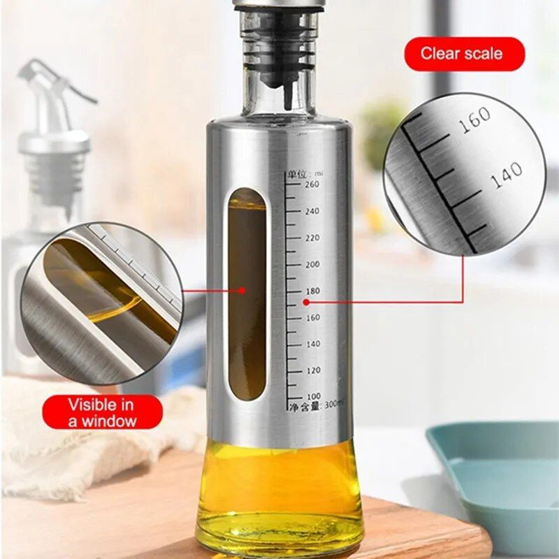 Oil Bottle with Scale Kitchen & Dining Color : 200ML|300ML|500ML 