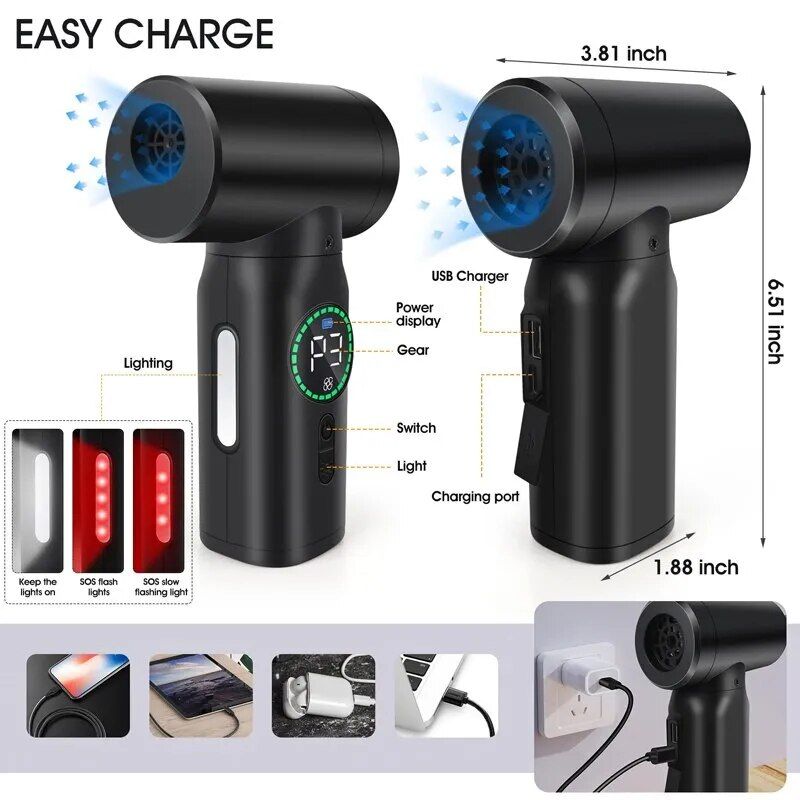 Rechargeable Wireless Air Duster & Vacuum Cleaner 2-in-1 for Electronics Home Office Color : Black  