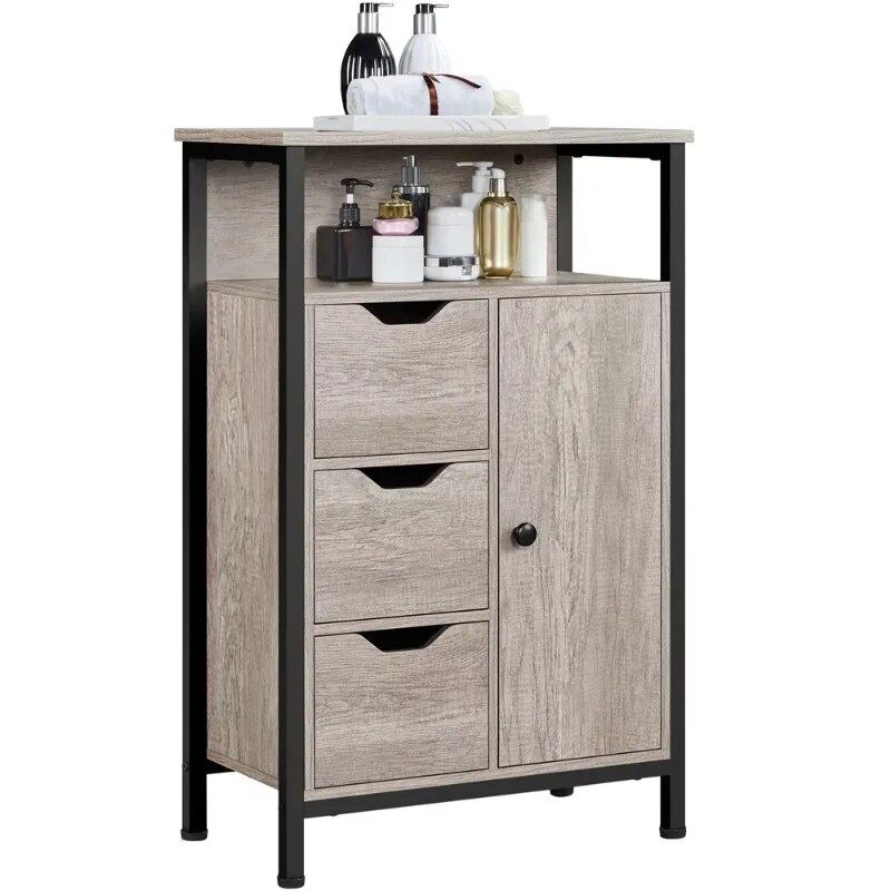 Versatile Wooden Storage Cabinet with Drawers & Shelves for Home Organization Home Decor Color : Gray|Rustic brown 