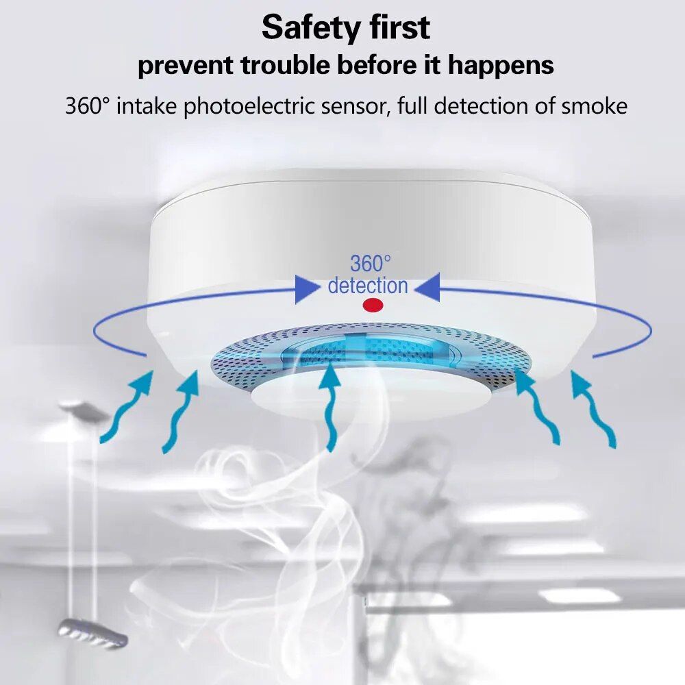 WiFi-Enabled Smart Smoke Detector with 90DB Alarm & Fire Sensor Household Supplies  