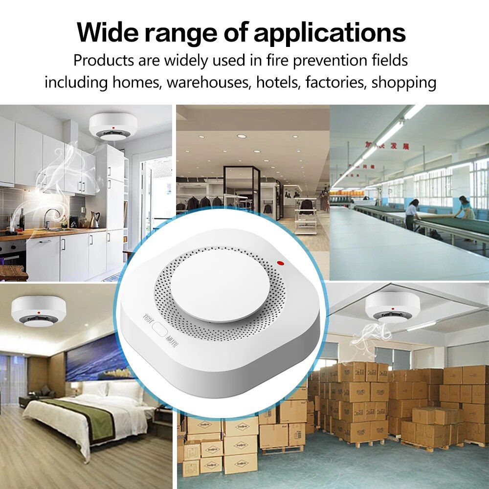 WiFi-Enabled Smart Smoke Detector with 90DB Alarm & Fire Sensor Household Supplies  