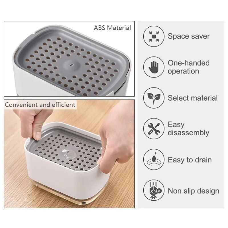 Eco-Friendly 2-in-1 Dish Soap Dispenser with Sponge Holder Home Essentials Color : White|Black 