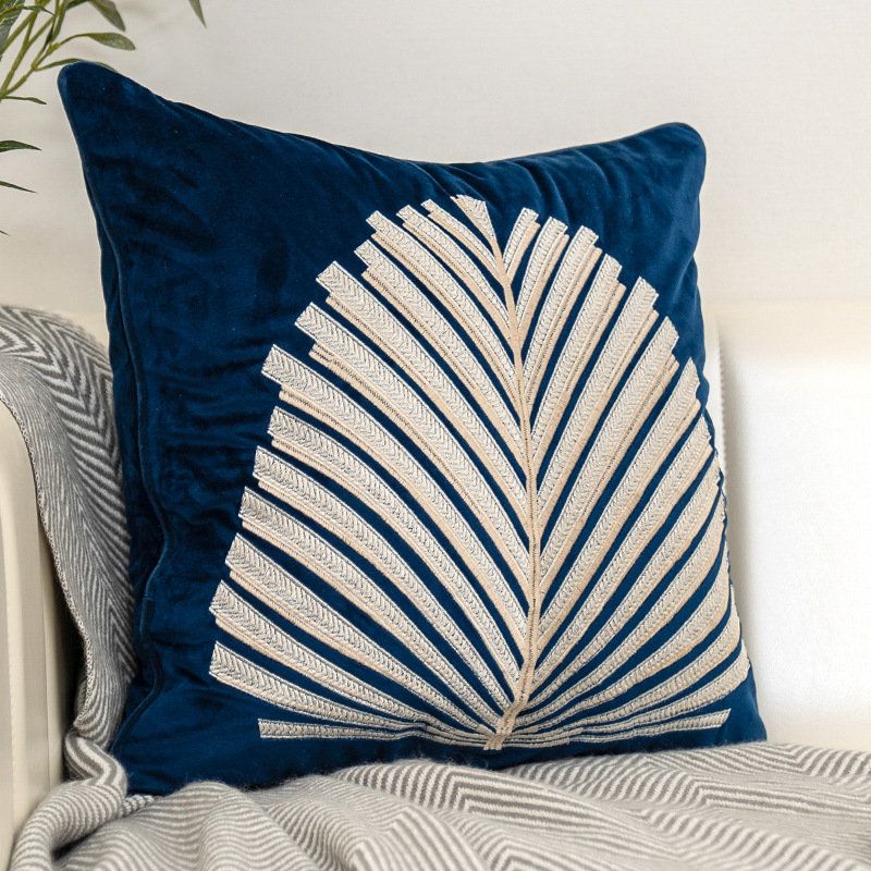 Luxury Modern Tree Leaves Embroidery Velvet Cushion Cover Home Decor New Arrivals Size : 45x45cm|50x50cm 