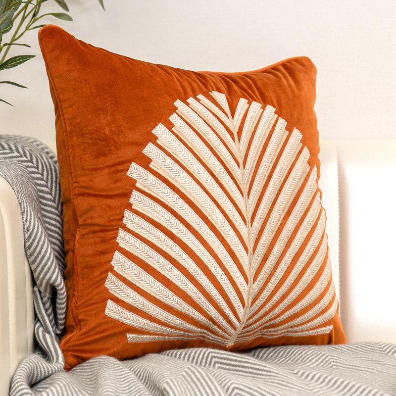 Luxury Modern Tree Leaves Embroidery Velvet Cushion Cover Home Decor New Arrivals Size : 45x45cm|50x50cm 
