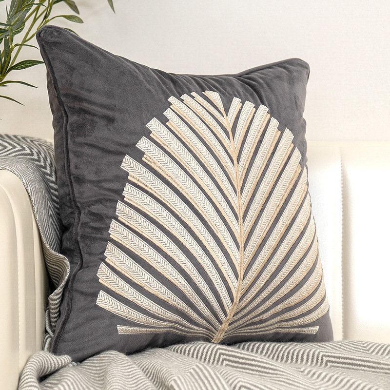 Luxury Modern Tree Leaves Embroidery Velvet Cushion Cover Home Decor New Arrivals Size : 45x45cm|50x50cm 