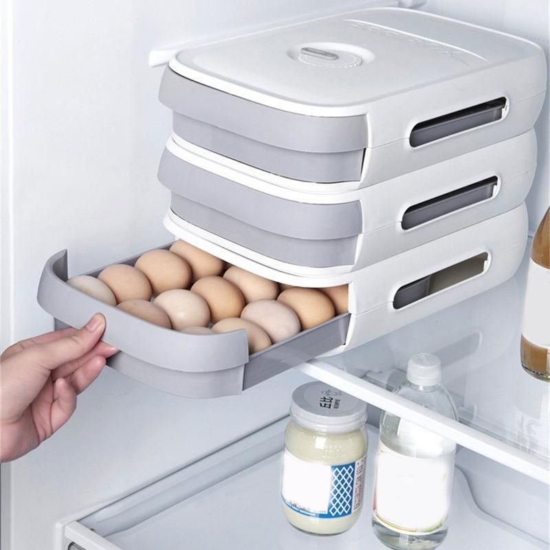 Efficient Space-Saving Refrigerator Egg Organizer with Rolling Drawer Kitchen & Dining Color : Pink|White|Blue|Green 
