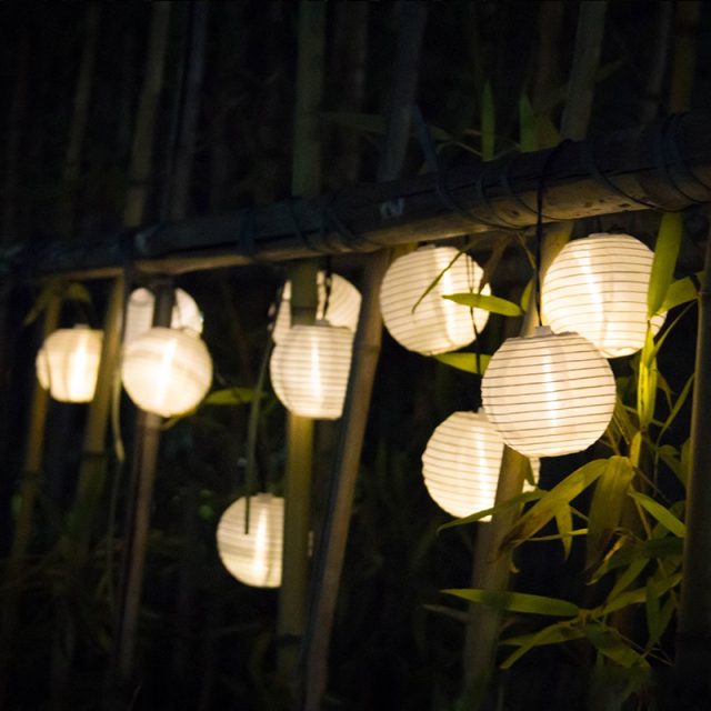 Round Lantern Solar Energy Outdoor Decorative Fairy Lights Emitting Color : 20 LED Mulitcolor|10 LED White|20 LED Warm White|10 LED Warm White|20 LED White